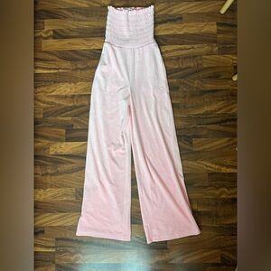 Juicy Couture Pink Smocked Velour Jumpsuit